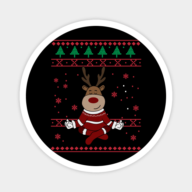 Deer Yoga Xmas, Reindeer Santa Magnet by logiamerch